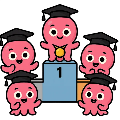 Mascottes Curioz en groupe